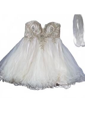 May Queen Strapless Beaded Tulle Dress Size 10- Perfect as a Dama